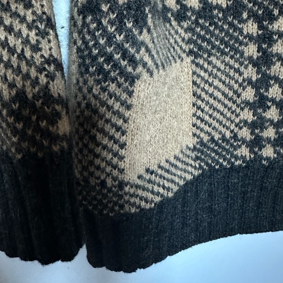Vintage Wool Sweater Pattern Houndstooth Tan & Black Collared Grandpa Sweater XL - Picture 11 of 16